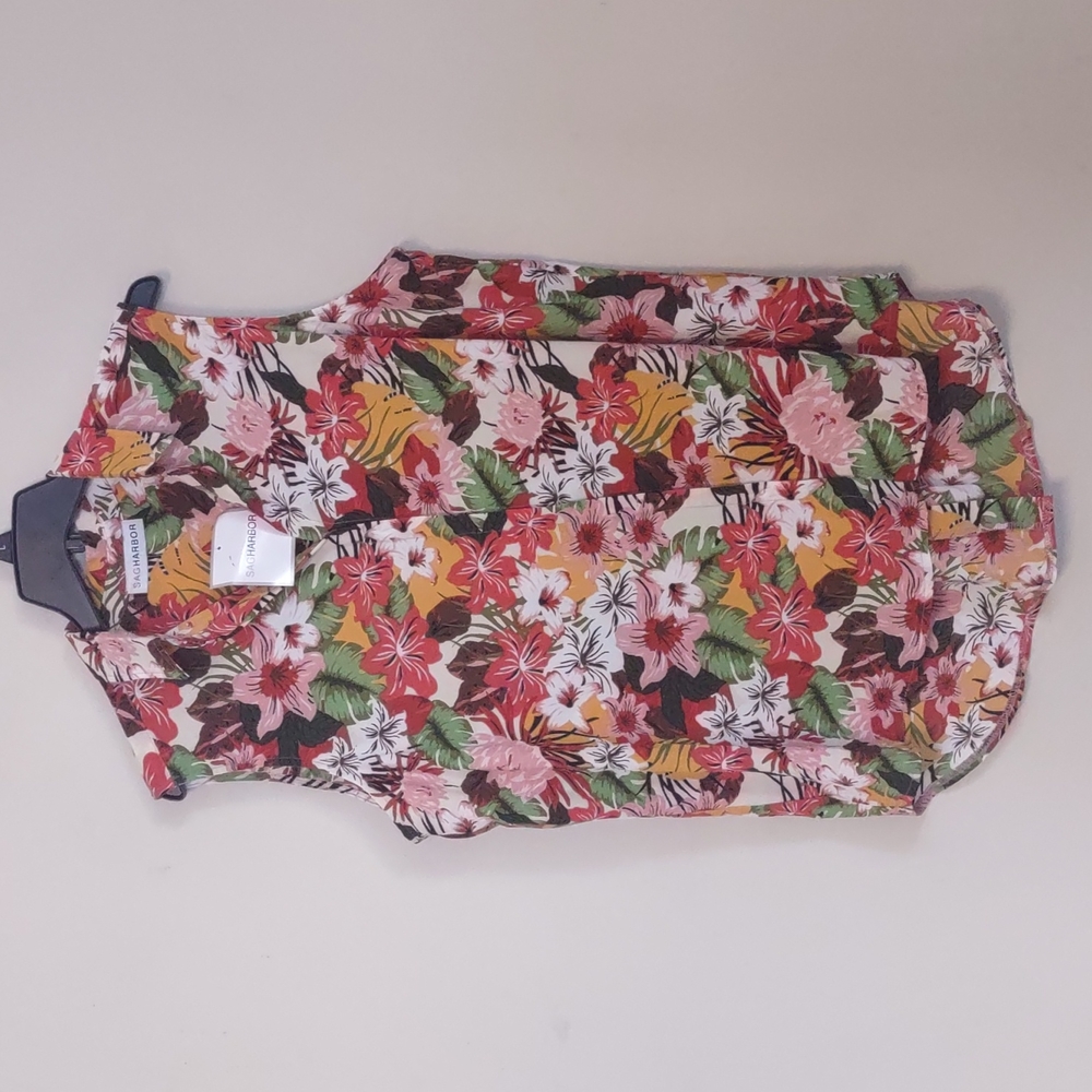 Sag Harbor Button Back Detail Floral Blouse 1x - Picture 1 of 9